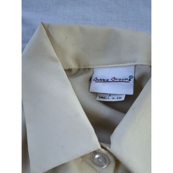Vintage Bobby Brooks Button Down Dress Shirt w/ Knit Flower Vest, Size S, Cream - Picture 8 of 9